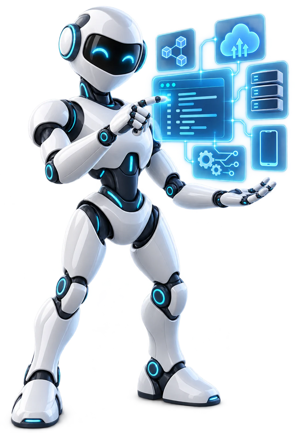 3D service robot presenting software, cloud, mobile and automation systems